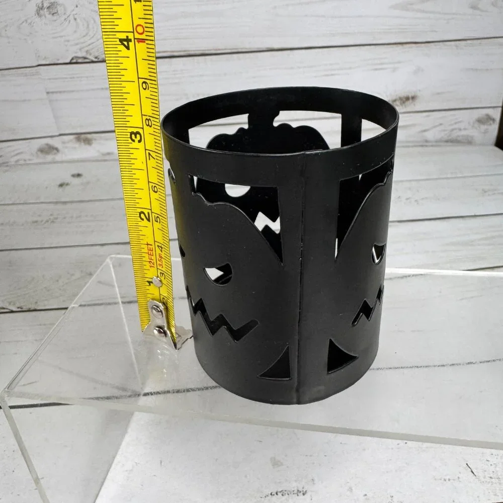 Halloween Jack-O-Lantern Black Metal‎ Candle Holder Pumpkin Cutout 4